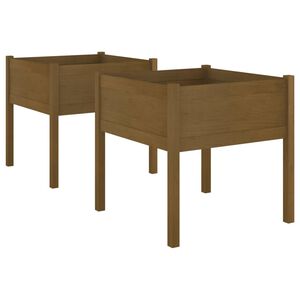 vidaXL Plantekasser 2 stk honningbrun 70x70x70 heltre furu
