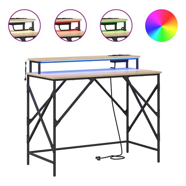 vidaXL Skrivebord Sonoma eik 100 x 50 x 86,5 cm Konstruert tre