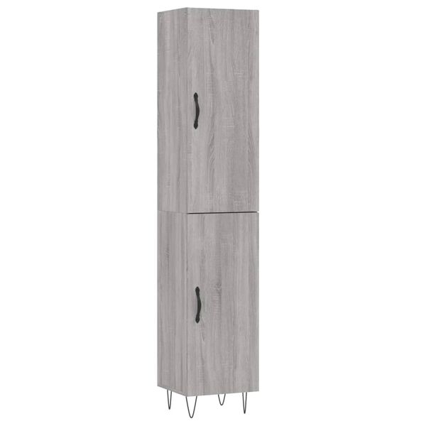 vidaXL Highboard grå sonoma 34,5x34x180 cm konstruert tre