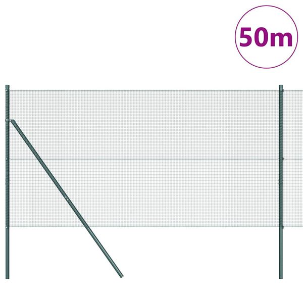 vidaXL Gjerdep&aring;le gr&oslash;nn 50 x 1,5 m (12 x 12 mm maske) St&aring;l og PVC