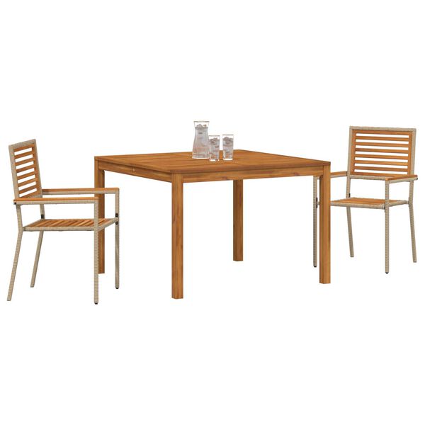 vidaXL Hage Spisegruppe 3 pcs Beige Poly rattan