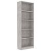 vidaXL Bokhylle 5 niv&aring;er betonggr&aring; 60x24x175 cm konstruert tre