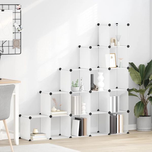 vidaXL Oppbevaringshylle med 15 kuber gjennomsiktig PP