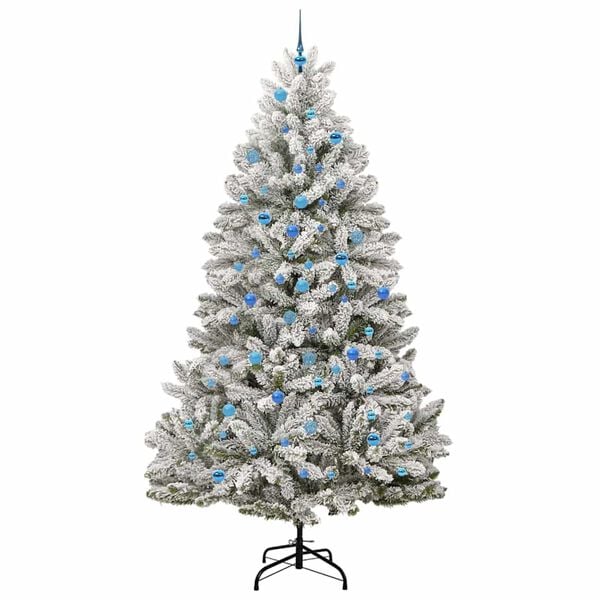 vidaXL Kunstig juletre med 300 LED Gr&oslash;nn og hvit 240 cm PVC og metall