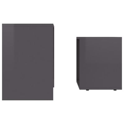 vidaXL Salongbordsett høyglans grå 48x30x45 cm sponplate