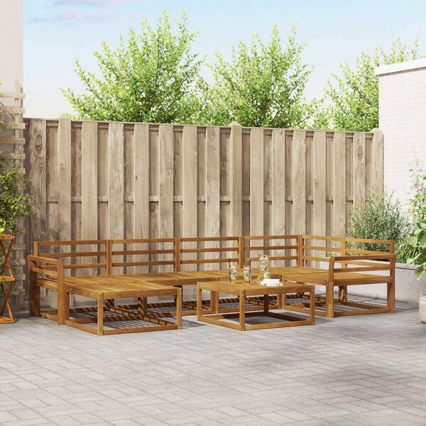 vidaXL Utend&oslash;rs sofa-sett 7 pcs Naturlig Solid akasietre