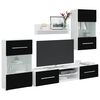 vidaXL TV-enheter med LED 5 deler matt svart konstruert tre