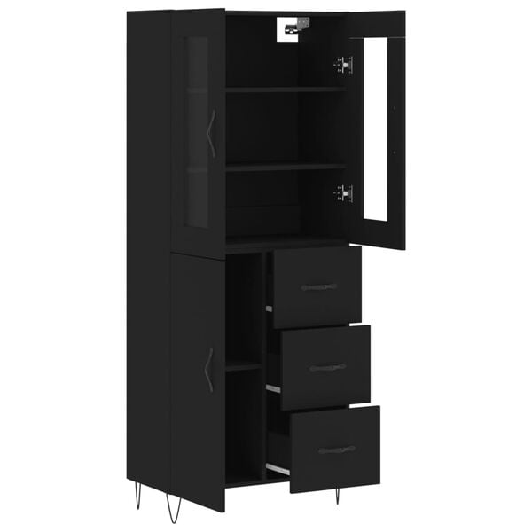 vidaXL Highboard svart 69,5x34x180 cm konstruert tre
