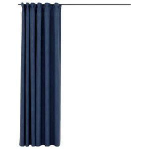 vidaXL Lystett gardin med kroker og lin-design bl&aring; 290x245 cm