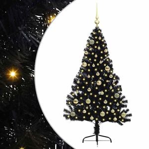 vidaXL Kunstig Forh&aring;ndsopplyst Juletre med 150 LED Svart 150 cm PVC