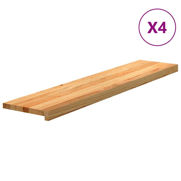 vidaXL Trappetrinn 4 stk lysebrun 120x30x2 cm heltre eik