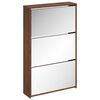 vidaXL Skoskap med speil 3 lag brun eik 63x17x102,5 cm
