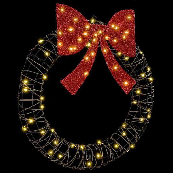 vidaXL Krans med 60 LED Varmhvit 76 x 76 x 8 cm Rotting