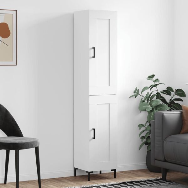 vidaXL Highboard hvit 34,5x34x180 cm konstruert tre