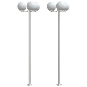 vidaXL Utend&oslash;rs gulvlamper 2 stk s&oslash;lv 215 cm rustfritt st&aring;l