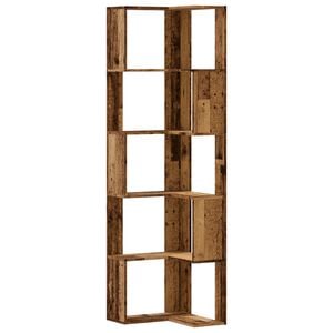 vidaXL Bokhylle hj&oslash;rne 5 lag gammelt tre 50x50x179 cm konstruert tre