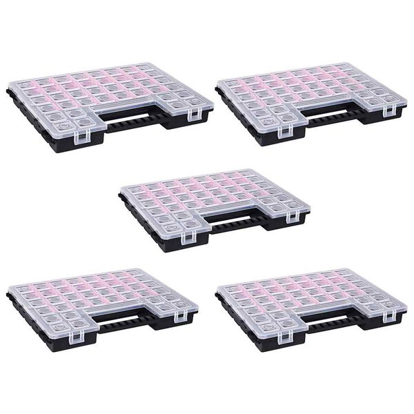 vidaXL Sorteringsbokser 5 stk justerbare avdelere 385x283x50 mm plast