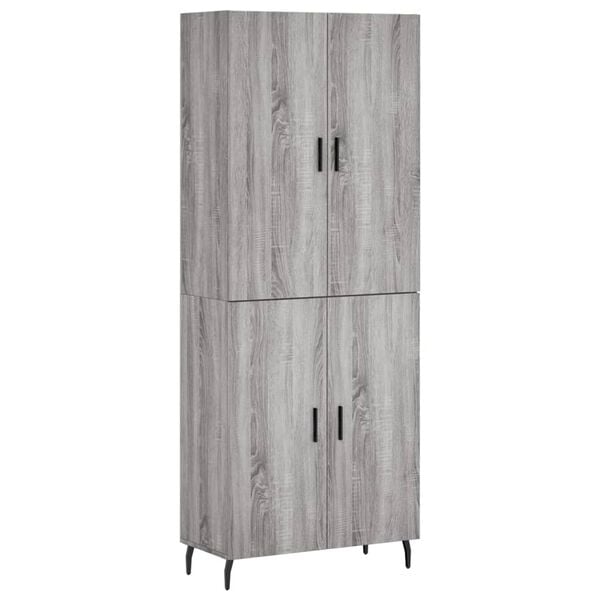 vidaXL Highboard gr&aring; sonoma 69,5x34x180 cm konstruert tre