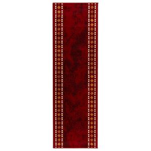 vidaXL L&oslash;perteppe FLORNES Vevd R&oslash;d Diamanter 67 x 150 cm PP 7 mm