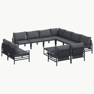 vidaXL Hagesofa Set med pute 12 pcs Svart St&aring;l