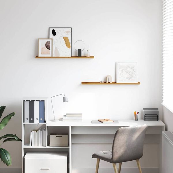 vidaXL Vegghylle med hylle 2 pcs Beige 80 x 9 x 3 cm Konstruert tre