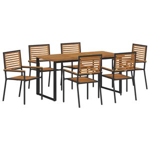 vidaXL Hage Spisegruppe 7 stk. Svart Solid akasietre