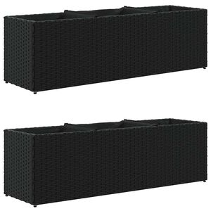 vidaXL Plantekasser med 3 potter 2 stk svart 105x30x32 cm polyrotting