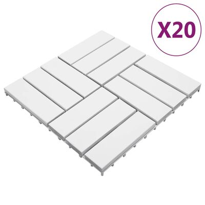 vidaXL Terrassefliser 20 stk hvit 30x30 cm heltre akasie