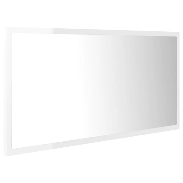 vidaXL LED-badespeil høyglans hvit 90x8,5x37 cm akryl