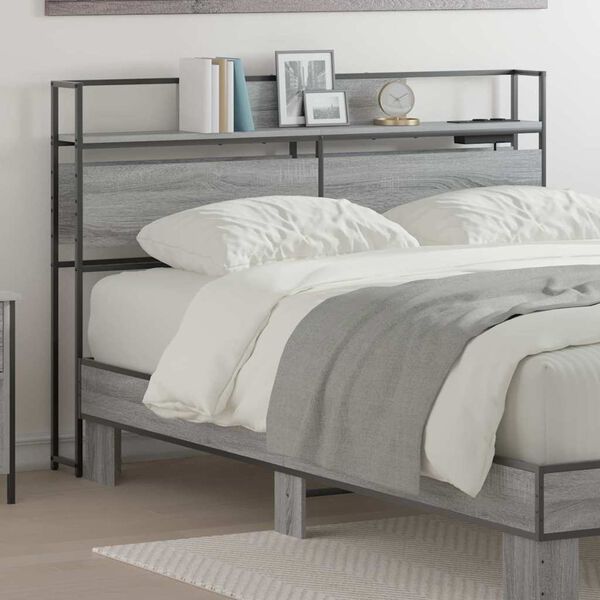 vidaXL Lagringshodegavl med hylle Gr&aring; sonoma 120 cm Konstruert tre