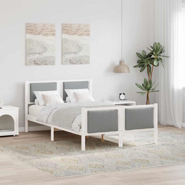 vidaXL Sengestamme med hodegjerde Lysegrå 120 x 200 cm stoff