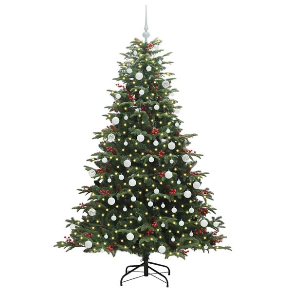 vidaXL Kunstig juletre med 300 LED gr&oslash;nn 180 cm PVC og Metall og Plast