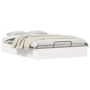 vidaXL Ottoman Seng Ramme med Oppbevaring Hvit 120 x 190 cm