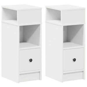 vidaXL Nattbord 2 stk med skuff hvit 25x31x66 cm