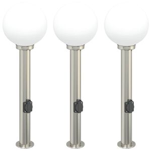 vidaXL Pullertlamper med stikkontakt 3 stk 80 cm rustfritt st&aring;l IP44