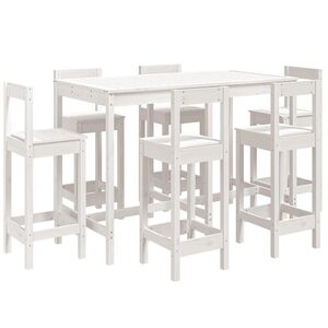 vidaXL Hagebarsett 7 deler hvit heltre furu