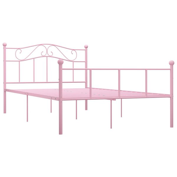 vidaXL Sengeramme rosa metall 160x200 cm