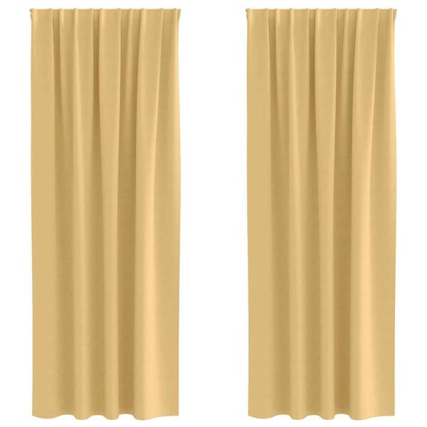vidaXL Mørkleggende Gardiner med Ringer 2 pcs Beige 245 x 140 cm