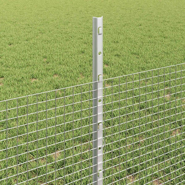 vidaXL Gjerde og St&oslash;tte s&oslash;lv 0,5 x 25 m St&aring;l