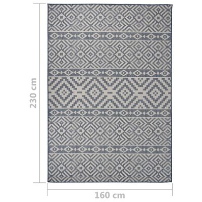 vidaXL Utendørs flatvevd teppe 160x230 cm blå striper
