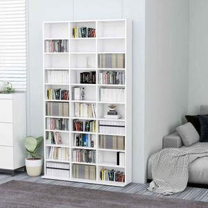 vidaXL CD-hylle hvit 102x23x177,5 cm konstruert tre