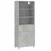 vidaXL Highboard betonggr&aring; 69,5x34x180 cm konstruert tre