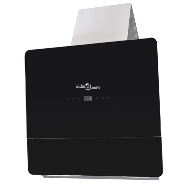 vidaXL Kjøkkenvifte med skjerm svart herdet glass 600 mm