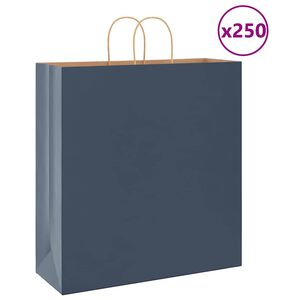 vidaXL Papirposer 250 stk med h&aring;ndtak bl&aring; 45x17x48 cm