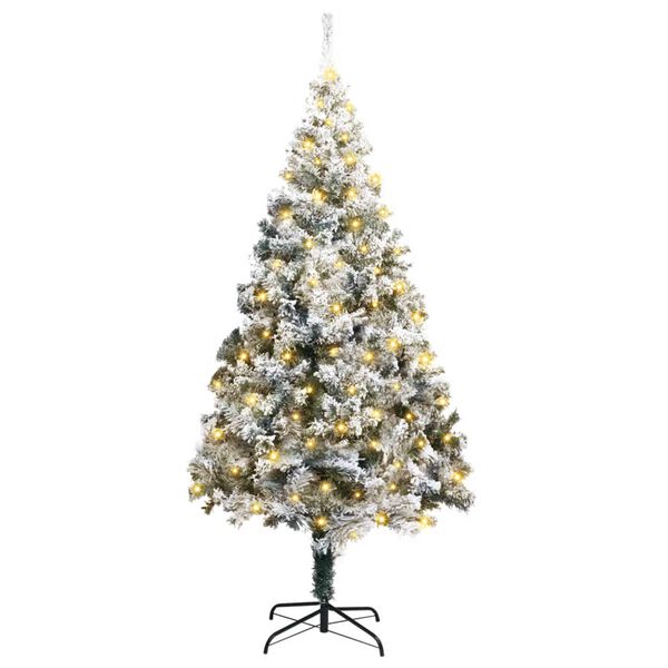 vidaXL Kunstig juletre med 300 LED Hvit 180 cm PVC og St&aring;l og Plast