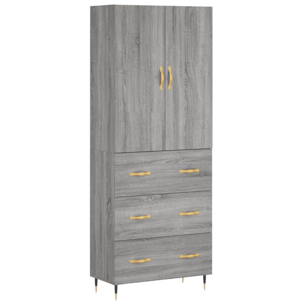 vidaXL Highboard gr&aring; sonoma 69,5x34x180 cm konstruert tre