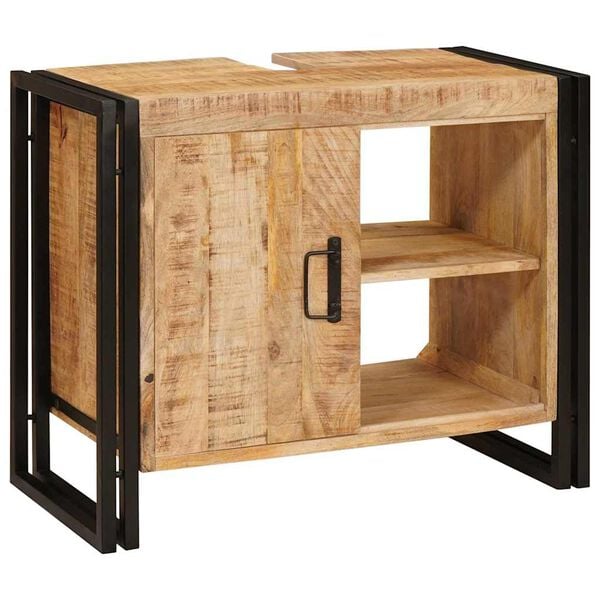 vidaXL Vaskeskap med hylle Brun 71 x 33 x 58 cm Massiv mango tre