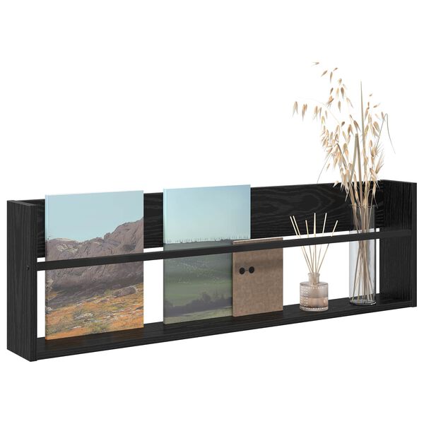 vidaXL Magasinreol med hylle Svart Eik 100 x 12 x 30 cm Konstruert tre