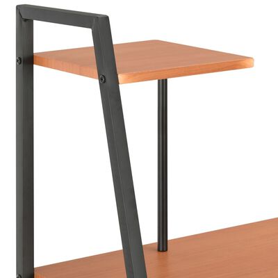 vidaXL Skrivebord med hylle svart og brun 102x50x117 cm
