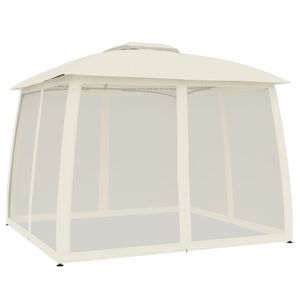 vidaXL Paviljong dobbelttak og nettingvegger kremhvit 2,93x2,93 m st&aring;l